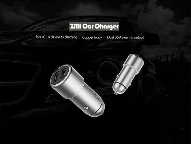 Оригинальное автомобильное зарядное устройство ZMI с двумя USB портами QC3.0 быстрая