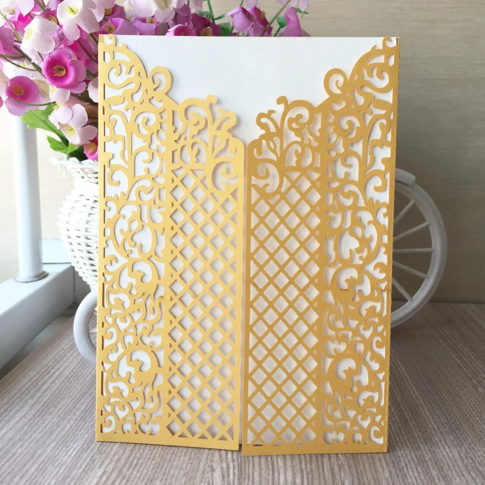 

Yellow Pink laser cut 50pc personalized printing 21 colors wedding invitations cards greeting cards romantic wedding party