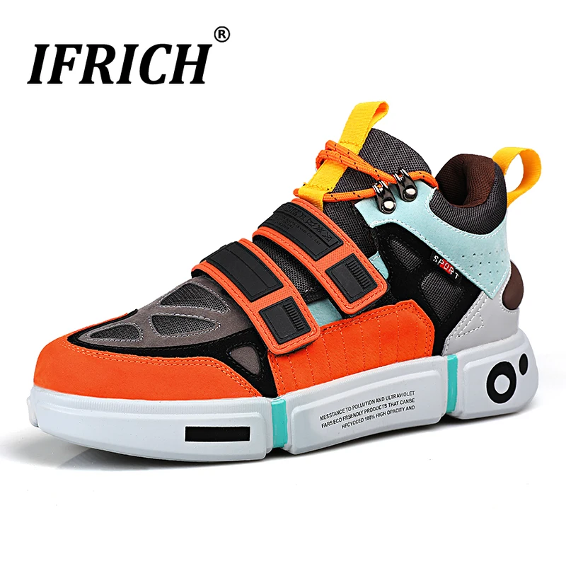 Ifrich/Новинка; Молодежная повседневная мужская обувь; модная мужская прогулочная обувь; роскошные фирменные оригинальные повседневные кроссовки; Дизайнерская обувь на плоской подошве с высоким берцем