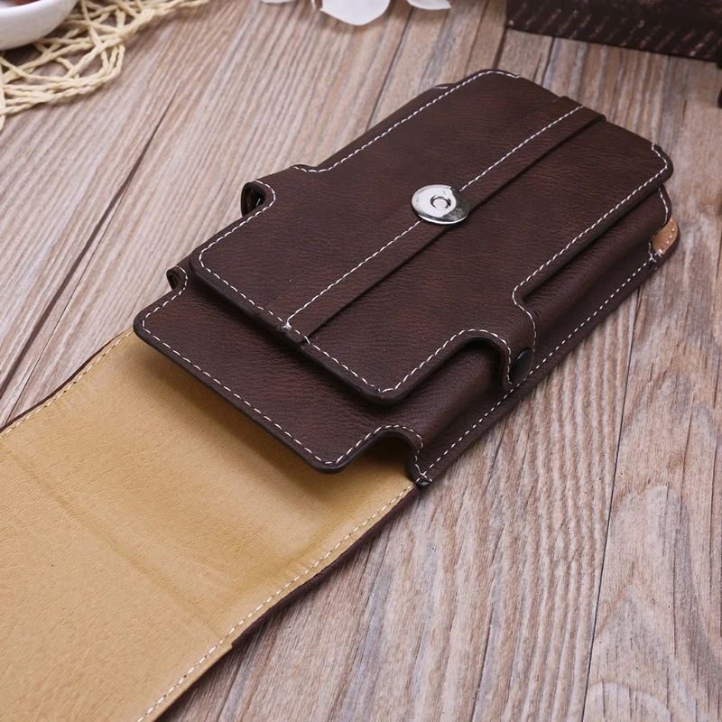 

Men Fanny Pack Waist Belt Bum Bag Phone Waist Flip Pockets Leather cards holder case Waist Bag