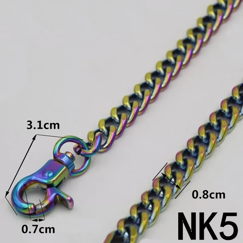 140cm NK5 MEETEE Высококачественный цветной металлический рюкзак с цепочкой ремень сумка аксессуары сумка ширина цепи: 0,8 см-1,2 см ZK658 - Цвет: 140cm NK5