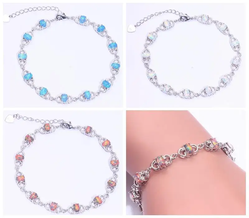 Женский браслет с опалом белый синий оранжевый цвет 7 5 9|silver bracelet|bracelet wholesalewholesale