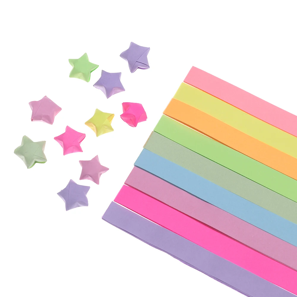 140 шт./лот, набор из 9 разноцветных бумажных полосок с надписью Lucky Wish Star, сделай сам, оригами, складной подарочный бумажный Декор