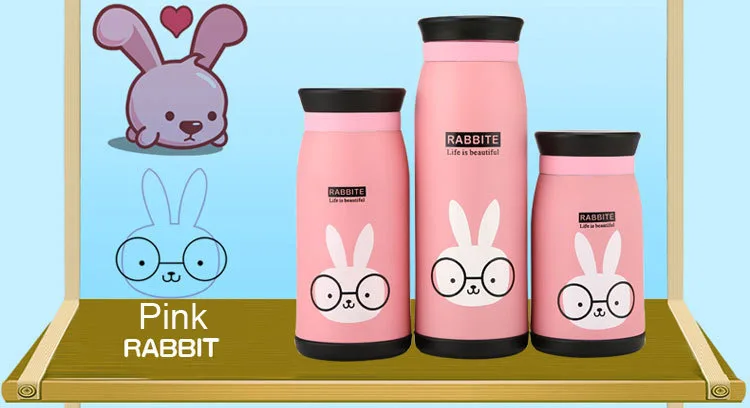 Милый животные дизайн термоизоляция фляжка для воды Panda жираф кролик утка лев