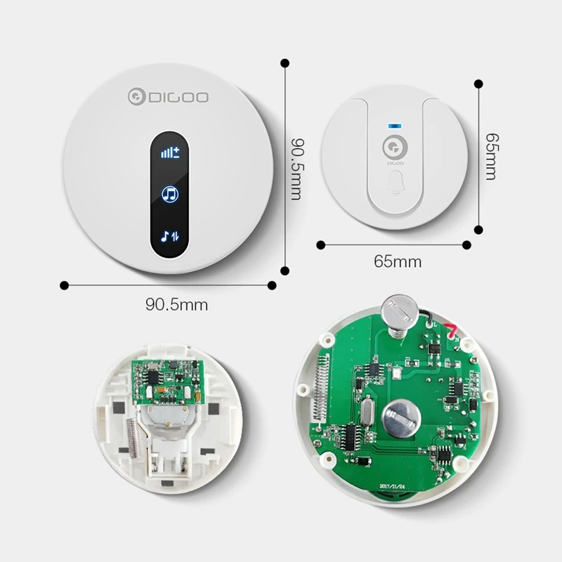 DIGOO DG-SD10 передатчик автономный Водонепроницаемый дверной звонок с европейской вилкой уникальная раздвижная КНОПКА 58 мелодий 4 уровня громкости дверной Звонок