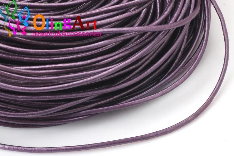 OlingArt 2mm 100Yard/Lot Craft Pearl Color Round Leather Cord Golden Silver DIY necklace Bracelet earrings jewelry making