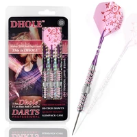 cuesoul dhole series lady steel tip darts set for girls with pruple dart shaft pink flights