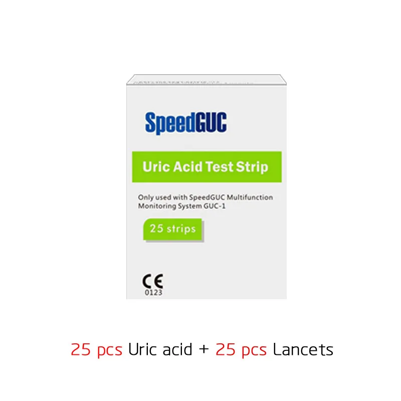 Uric acid Test 25pcs Тест-полоски на холестерин и тест-полоски для мочевой кислоты и тест-полоски для определения уровня глюкозы в крови для 3 в 1 многофункциональное устройство и Ланцеты для диабета - Цвет: Uric acid Test 25pcs
