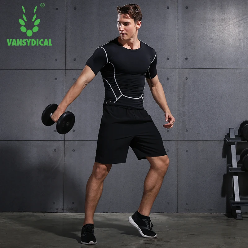 VANSYDICAL 2 шт. Фитнес одежда спортивный костюм Для мужчин спортивная быстросохнущая