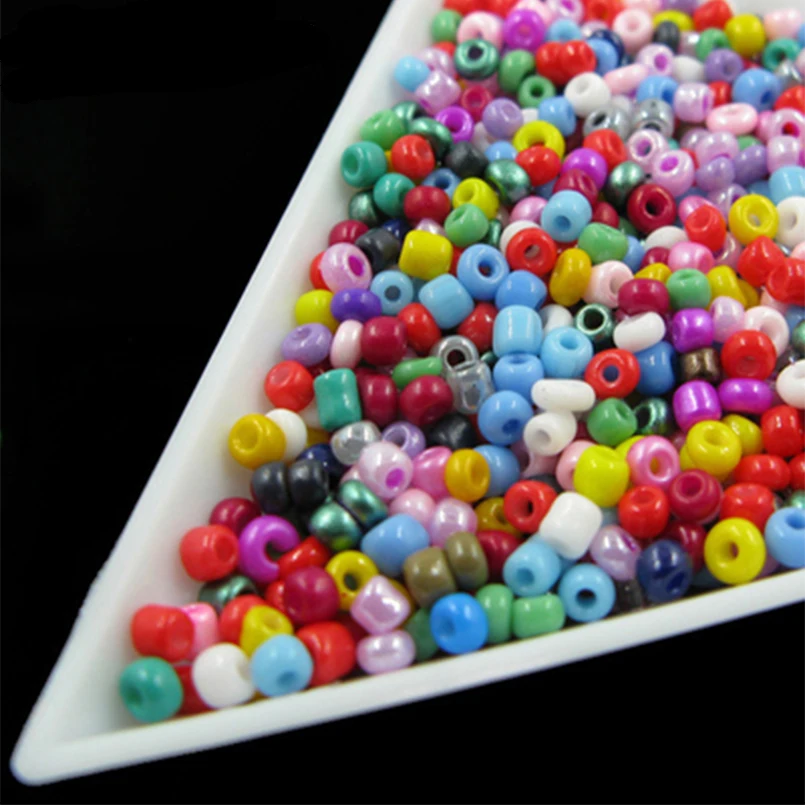 2/4мм 20г Микс цвет круглые бусины с серебряным напылением из стекла для создания украшений, самоделок, ожерелий, браслетов, рукоделия.