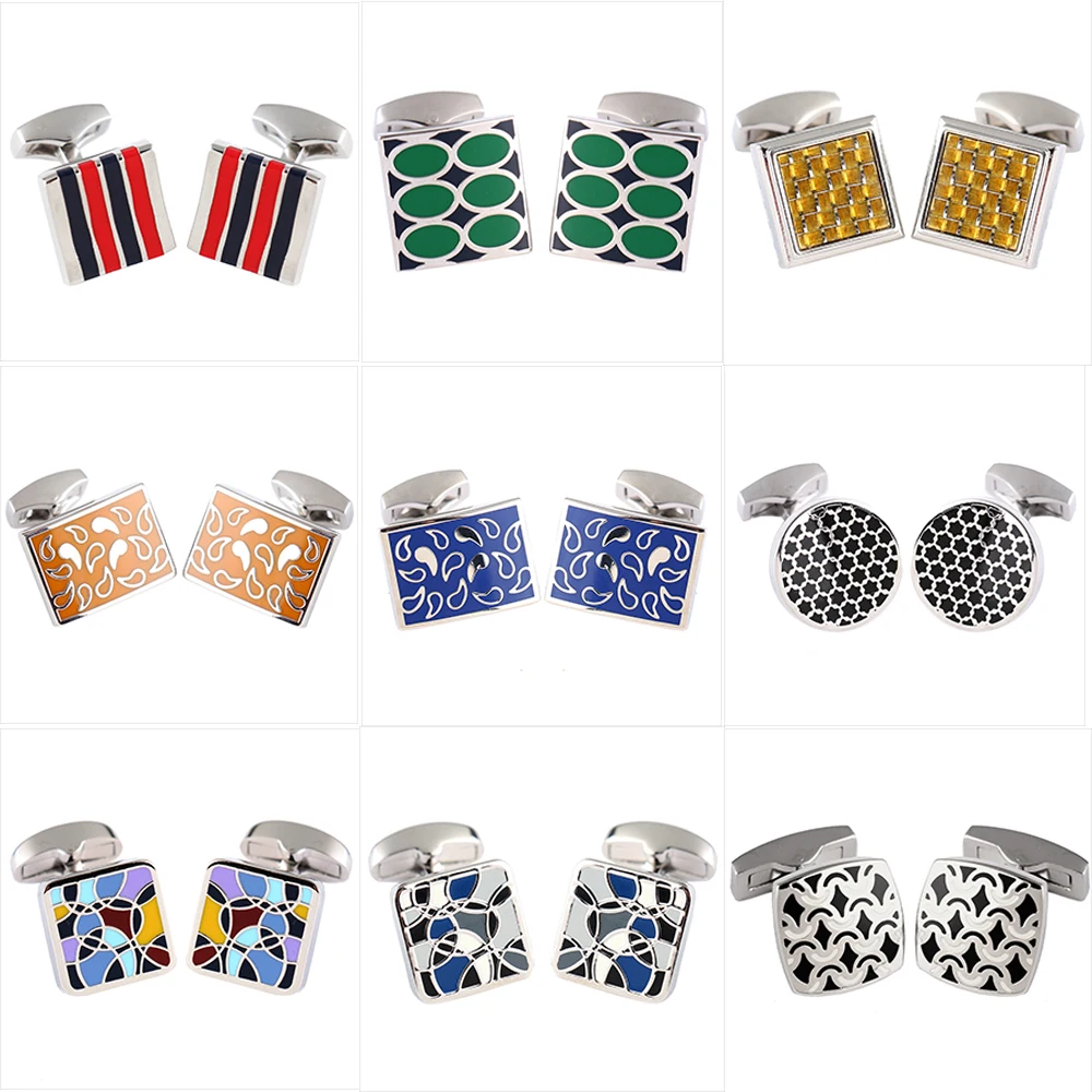 

Mens Metal Clips for Clothes Red Navy Strip Cuff Links Yellow Blue Green Cufflinks Paisley Cufflinks for Men Fashion Accessories