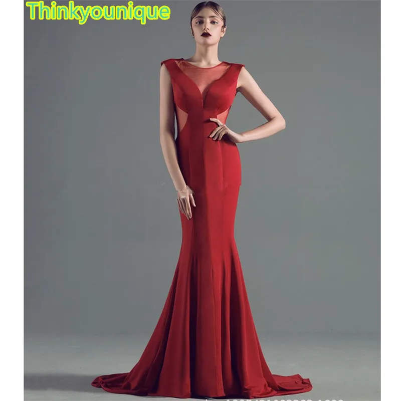 

2019 Spandex long beautiful O neck evening dresses Mermaid robe de soiree vestido de festa longo abiti da sera Customized TK006