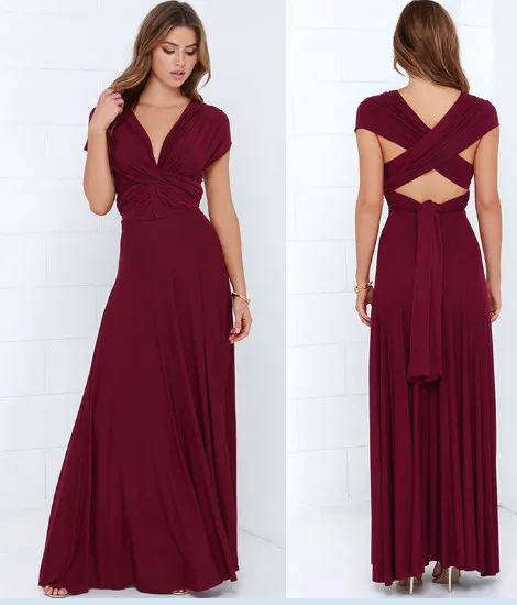 Женское длинное платье трансформер красное Бандажное макси для подружки невесты