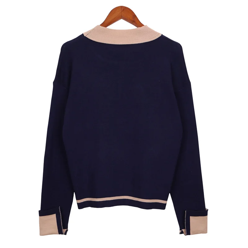 Merched лоскутное свободные пуловеры свитер Повседневная Женская Краткая