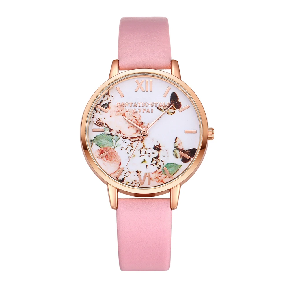 Женские часы бабочки черные женские модные с розовыми цветами relojes mujer bayan saat|saat