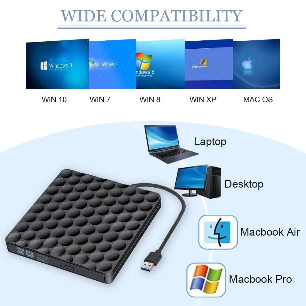 YiYaYo USB 3 0 DVD привод RW горелка Писатель CD ROM проигрыватель оптический для ноутбука hp
