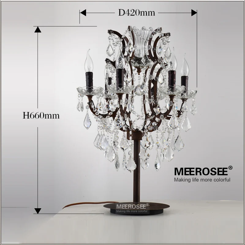 Кованые 6 огней хрустальные настольные лампы антикварные ретро светильники