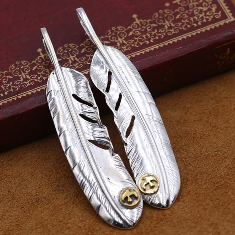 925 sterling silver Jewelry Thai Silver Work Korean version of men and women gaoqiao light feather pendant sweater chain | Украшения и