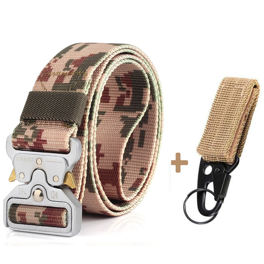 Camouflage 3 Match Модный тактический Мужской ремень, настоящий нейлоновый ремень для джинсов, брюк, холст, армейский Стиль, ремень с металлической пряжкой, дизайнерский поясной ремень, охотничий подарок - Цвет: Camouflage 3 Match