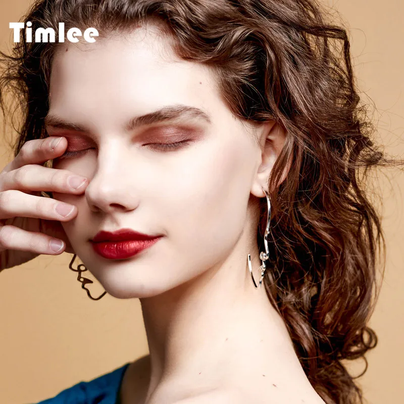 Простые темпераментные металлические серьги подвески Timlee E270 модные ювелирные
