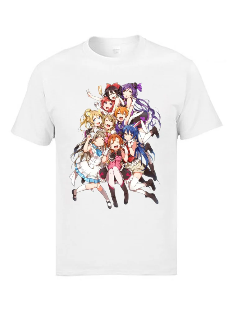 Футболка мужская с 3D принтом Love Live Kawaii манга 100% хлопок круглым вырезом 2019|Мужские