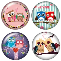 new love couple owls friends 1lot10pcs 12mm16mm18mm25mm round photo glass cabochon demo flat back making findings zb0469