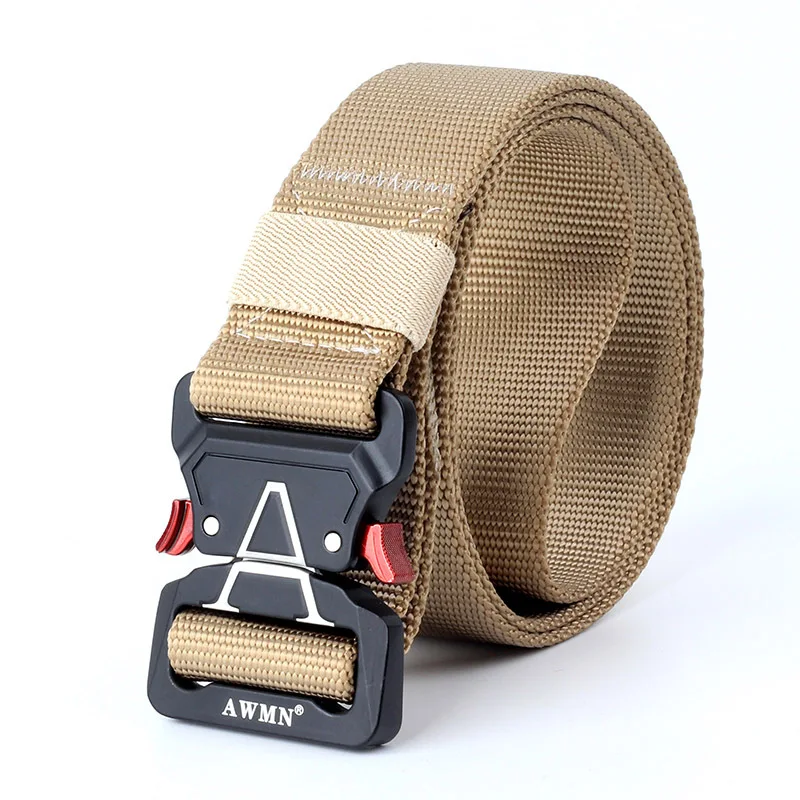 Khaki Belt 10 цветов, длинный ремень для военной техники, мужские тактические дизайнерские армейские ремни для брюк, нейлоновый ремень, Холщовый пояс с металлической пряжкой - Цвет: Khaki Belt