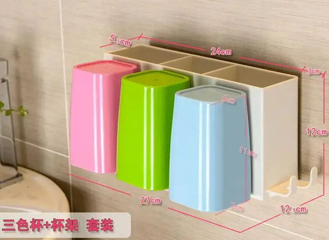 Перфорацию для ванной зубная щетка стойки ванной настенный держатель зубной щетки рот чашки набор зубная паста коробка для хранения LO718409