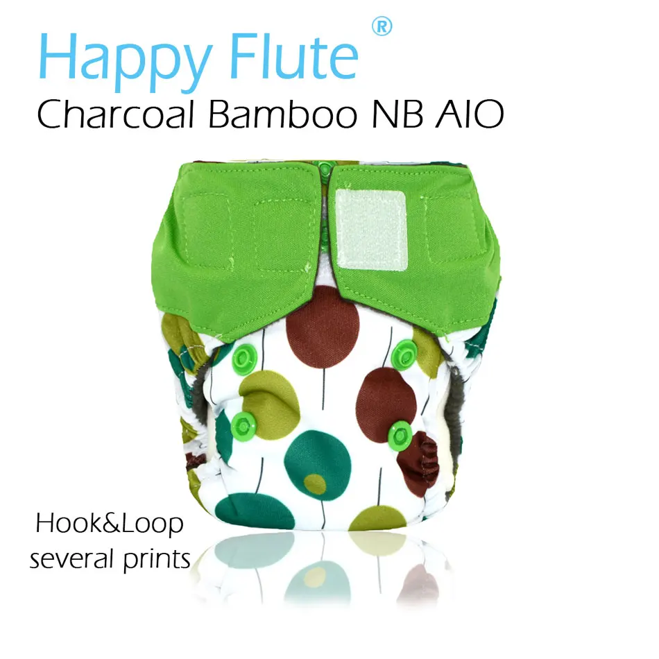 HappyFlute новорожденный уголь Бамбук AIO, водонепроницаемый и дышащий, подходит для 0-3 месяцев ребенка или 6-12 фунтов