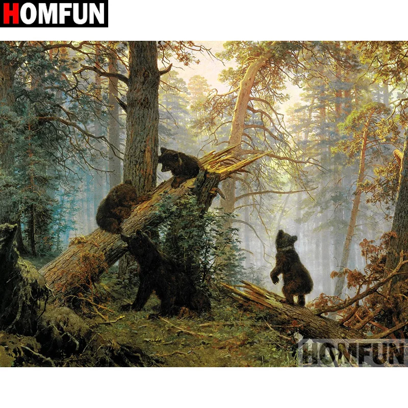 Алмазная живопись HOMFUN Медведь вышивка крестиком из квадратных/круглых страз