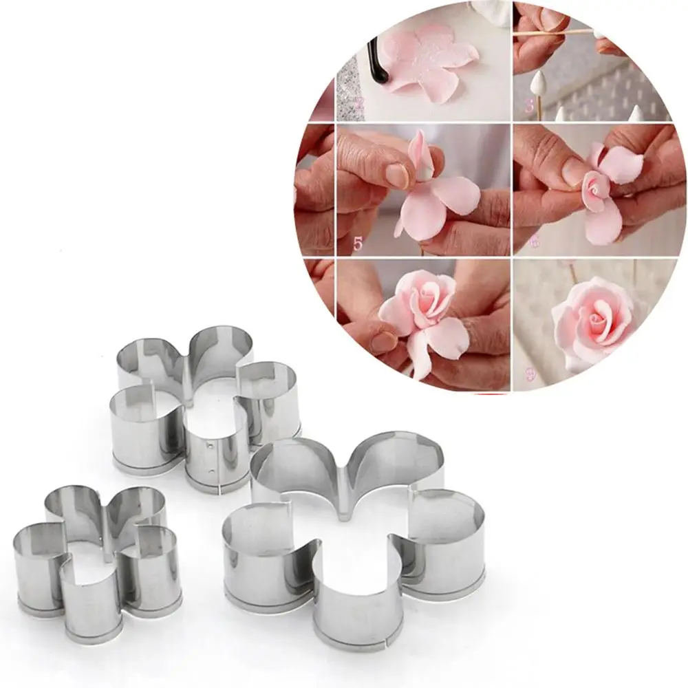 

3Pcs/Set Stainless Steel Rose Flower Petal Fondant Mold Sugar Craft Cake Cookies Embosser Cutter Drop Shipping