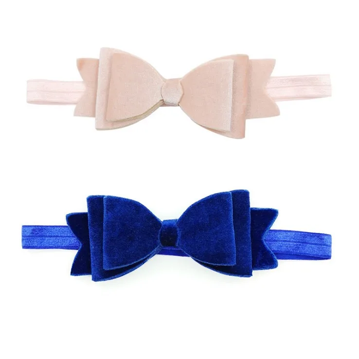 

20pcs/lot , Bow children's hair accessories gold velvet bow girl elastic hair band headwear