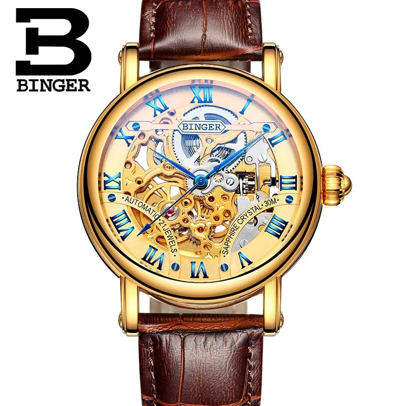 Men Watch 06 Relogio masculino, мужские роскошные брендовые золотые часы Бингер, пара автоматических часов, механические часы с скелетом для женщин, наручные часы - Цвет: Men Watch 06