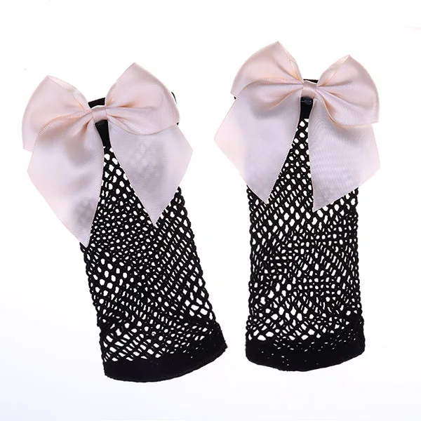 nude color bow Шикарная уличная одежда, женские дышащие сетчатые носки в стиле Харадзюку черного цвета с бантиком. Сексуальные ажурные сетчатые носки, женские носки с бантиком для девочек - Цвет: nude color bow