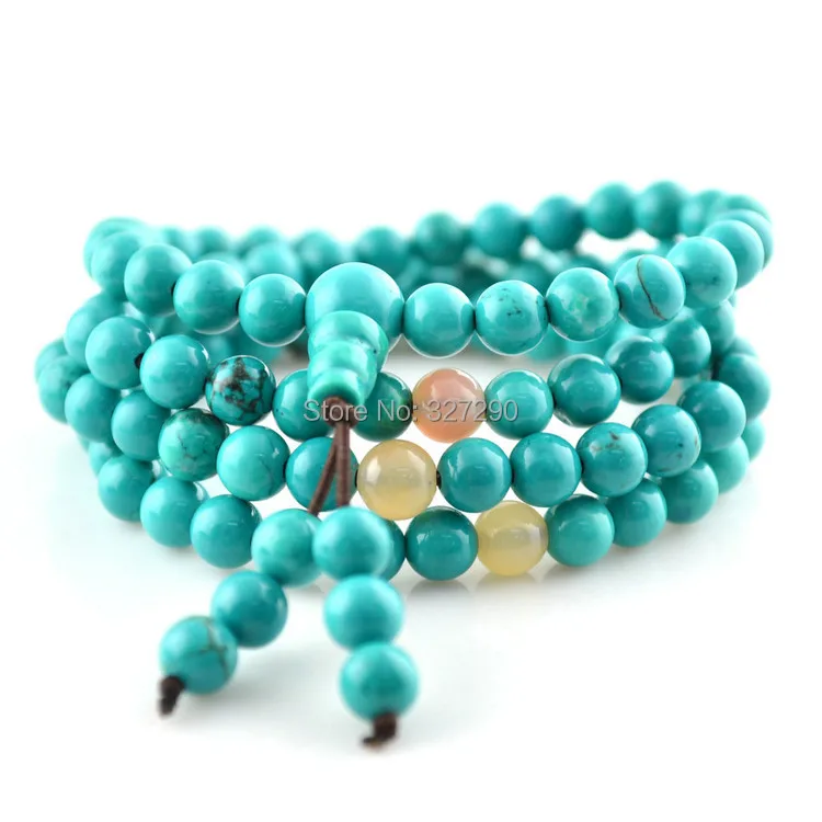 Природный Howlite 6 мм 108 Бусины Молитва Мала Браслеты буддизма украшения для человека и Для женщин