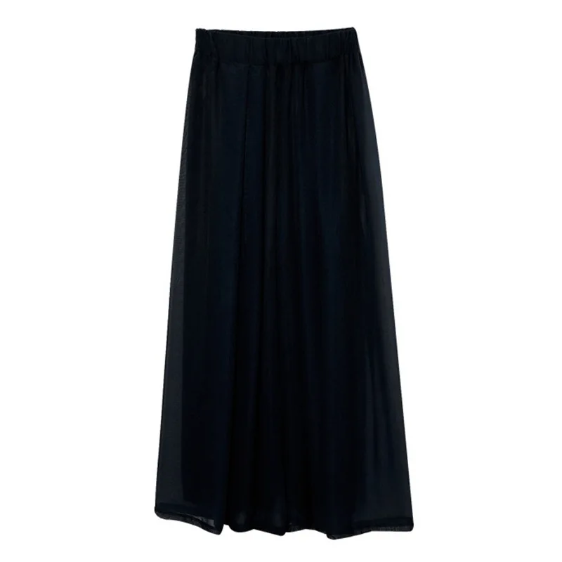 Summer Wide Leg Pants Female High Waist Pleated Plus Size Chiffon Palazzo Casual Loose Skirt Trousers Woman | Женская одежда