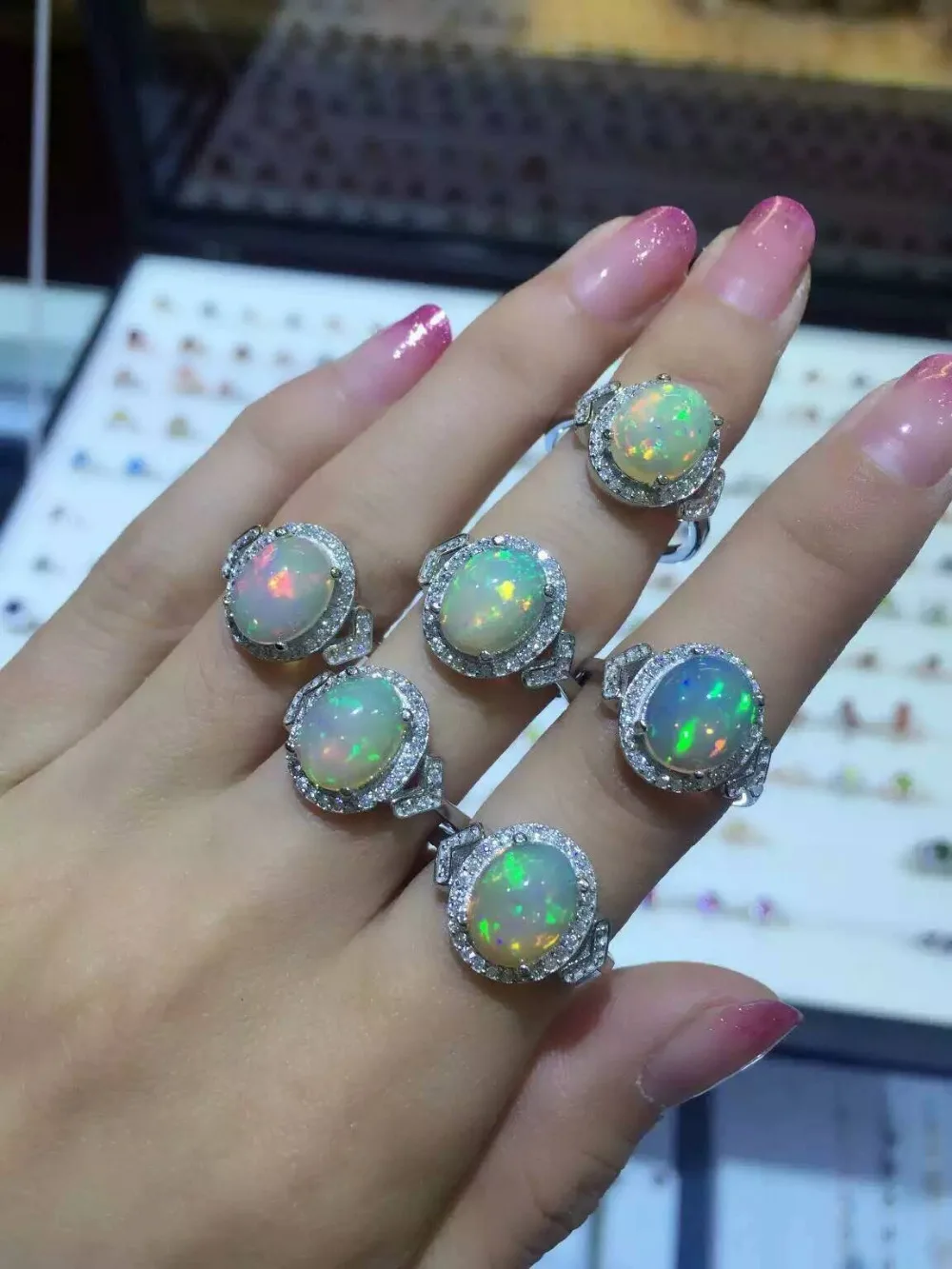 Женское кольцо из серебра 925 пробы с натуральным прозрачным опалом|gemstone jewelry|gemstone