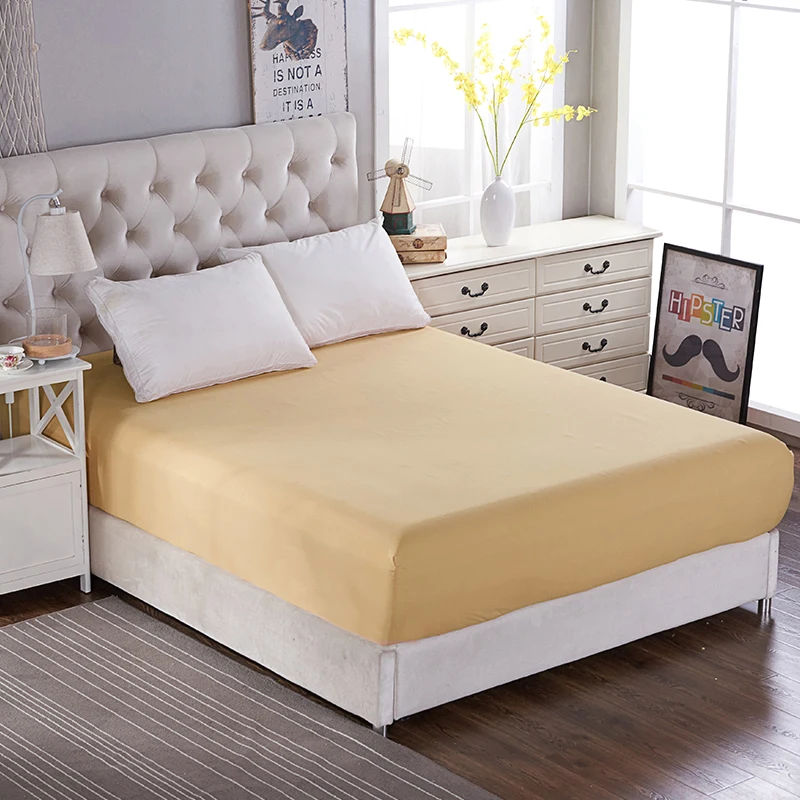 100% натяжная простыня из полиэстера наматрасник однотонный с резинкой постельное