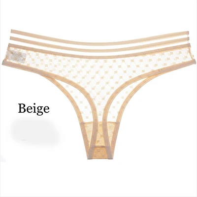 Beige Женские модные сексуальные спортивные стринги сексуальные сетчатые бесшовные трусы с низкой посадкой трусы-танга g-стринги трусики femme - Цвет: Beige