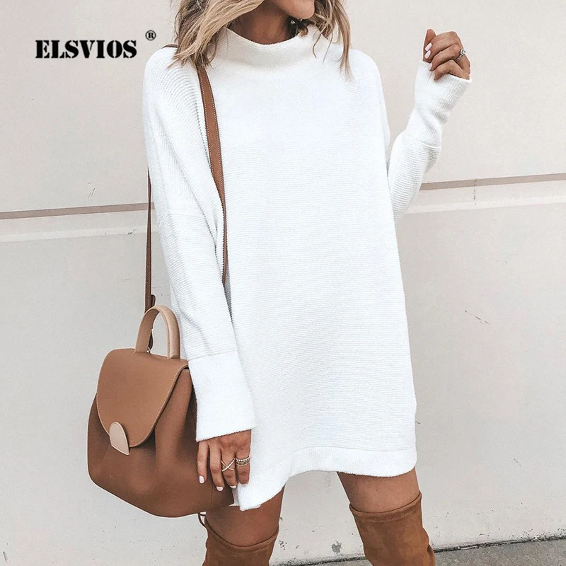 ELSVIOS дамское сексуальное мини платье с высоким воротом повседневное осенне