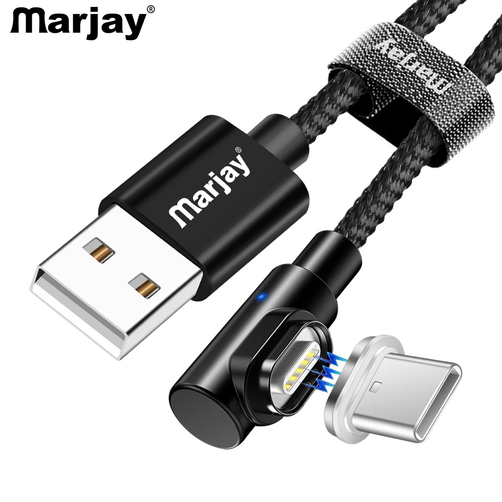 Магнитный usb-кабель Marjay type-C, 1 м, 2 м, 3 А, магнитный кабель для телефона, быстрое зарядное устройство, 3,0, USB type-C, зарядный шнур, мобильный провод для быстрого заряда