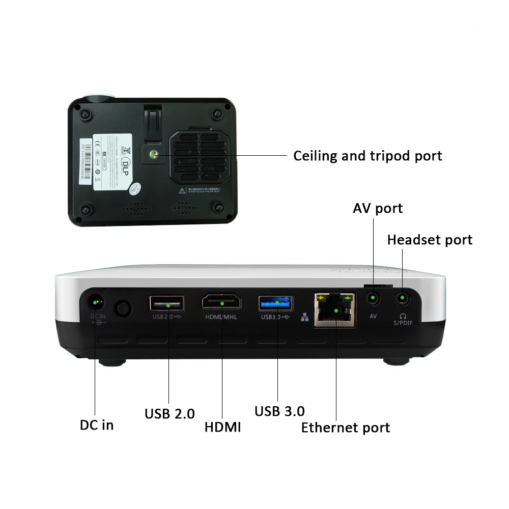 Mini 3D Projector 1080P Full HD DLP Smart Android Wireless Projectors Multimedia Video LED Pocket Bluetooth HDMI USB | Электроника