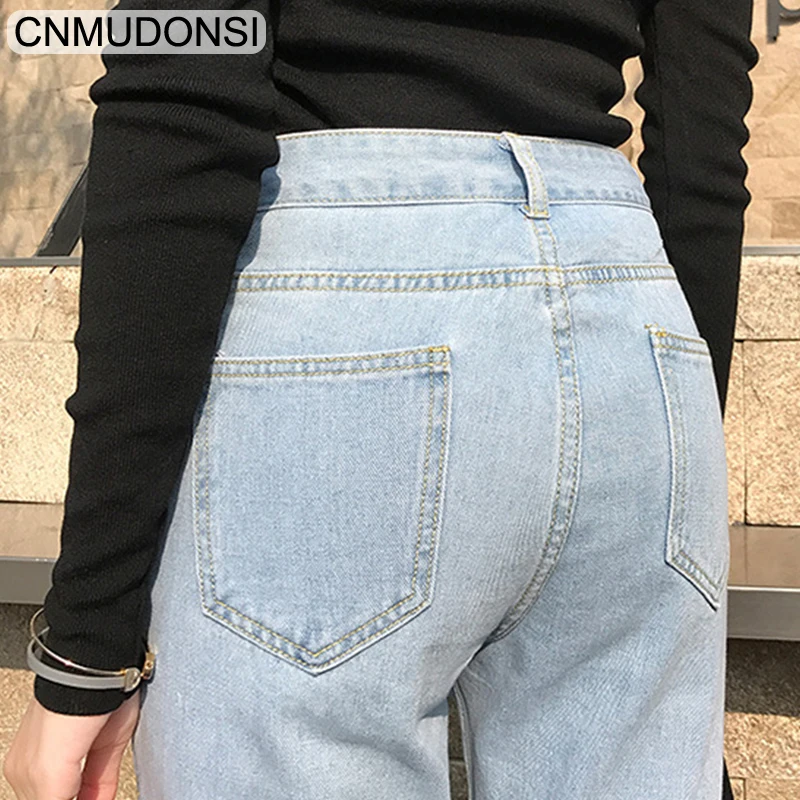 CNNMUDONSI 2019 модные джинсы классические широкие женский по щиколотку брюки женские