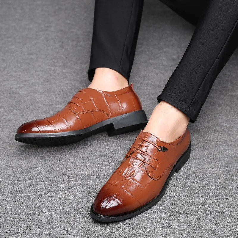 Men's Aligator Print Men Dress Shoes Non-slip Breathable Casual Business Fashion Formal Leather Plus Size 38-48 | Обувь