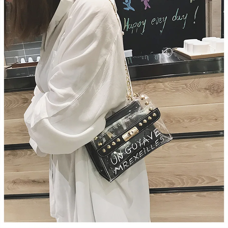 Модная женская брендовая маленькая квадратная прозрачная сумка на плечо из