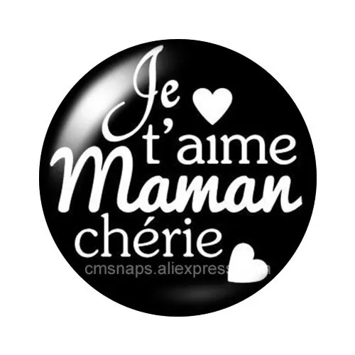 Новинка надпись Je t'aime mama papa love 10 шт. Смешанные Круглые Стеклянные Кабошоны для