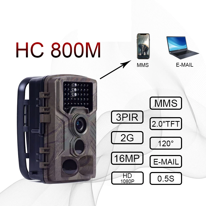 Охотничья камера HC800M 16 МП 1080P 2G GSM ночная версия Ip65 наблюдения за дикой природой