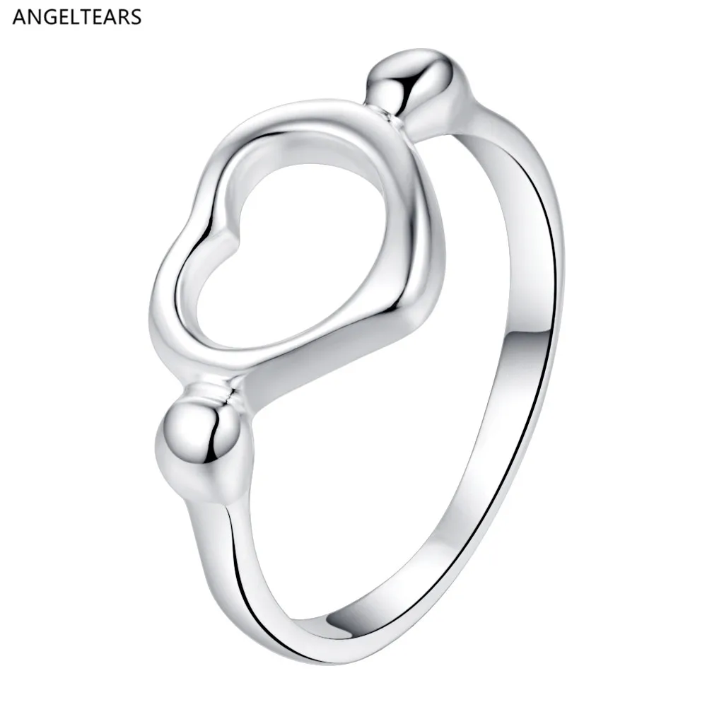 Low Price Wholesale Silver Color Heart Shaped Finger Ring Woman Fashion Valentine's Day Jewelry drop shipping 5-9# anel bague |