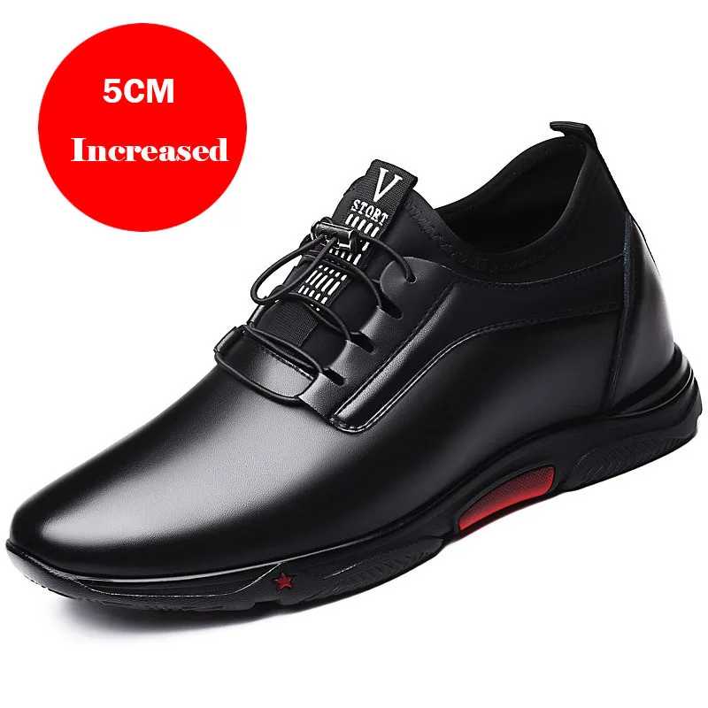 Increased 5cm Black Misalwa/; модные мужские кроссовки; Роскошная обувь на платформе, увеличивающая рост; Коричневая Кожаная обувь с эластичным ремешком; повседневная обувь, увеличивающая рост на 5-7 см - Цвет: Increased 5cm Black