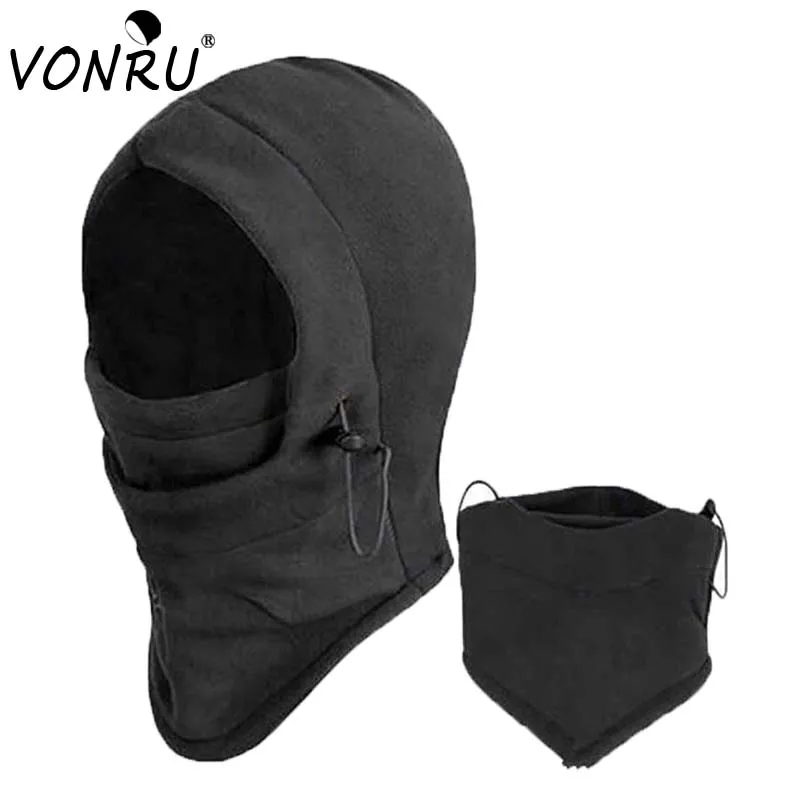Зимние Термальность флис капюшоном шею Gorro шапки для Для мужчин женщин мотоцикл